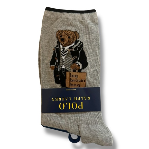Polo Ralph Lauren Bear Socks Bloomingdale's 2025 Shopping Bear Women’s  Gray - Picture 1 of 2